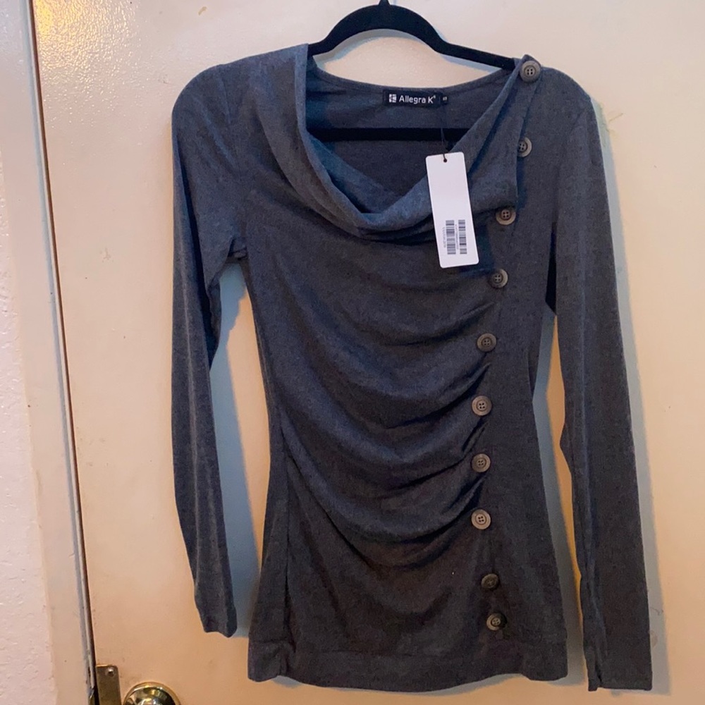 Allegra K Long Sleeve Shirt Gray ‘Size Small (BRAND NEW)